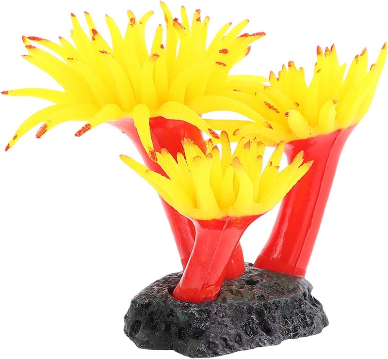 Artificial Coral Plant Aquarium Decor Yellow Plastic Aquarium Plant Model for Fish Tank Landscaping - Image 1