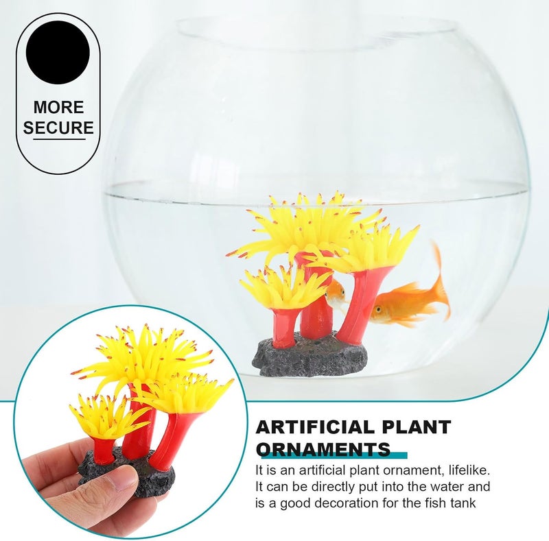 Artificial Coral Plant Aquarium Decor Yellow Plastic Aquarium Plant Model for Fish Tank Landscaping - Image 3