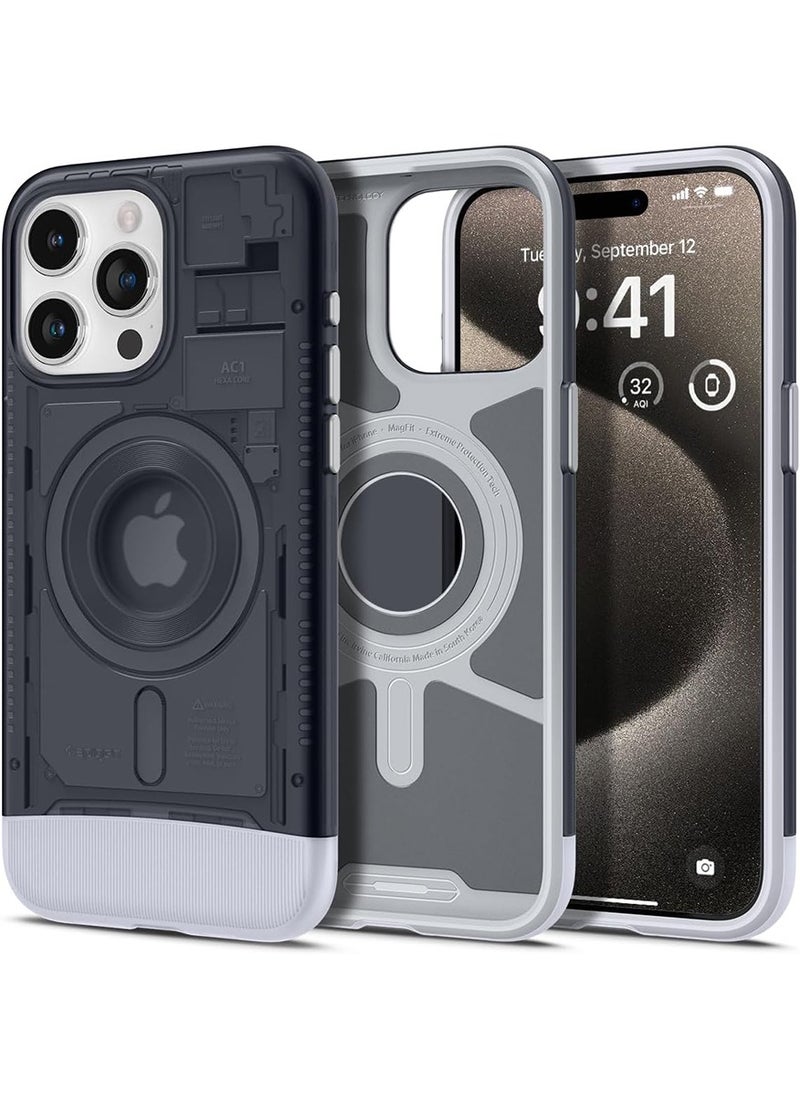 Spigen Classic C1 MagFit for iPhone 15 Pro Case Cover with MagSafe & Extreme Protection Tech - Graphite  - Image 1