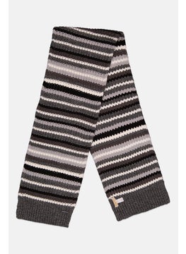 Michael Kors Women Striped Scarf 26 L x 172 H cm, Grey  - Image 1