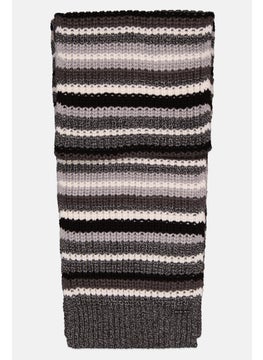 Michael Kors Women Striped Scarf 26 L x 172 H cm, Grey  - Image 2