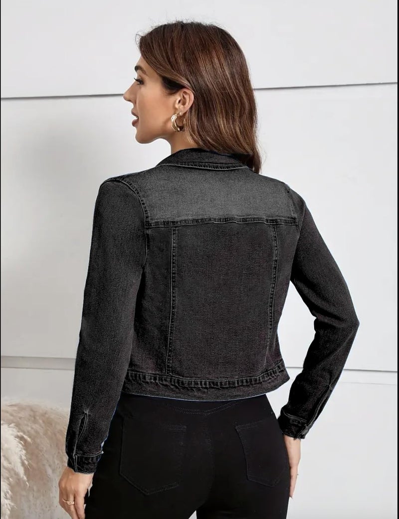 Nifty Women's Denim Trucker Jacket (DENIMJCKT_BLK_S_Black_Small) - Image 5