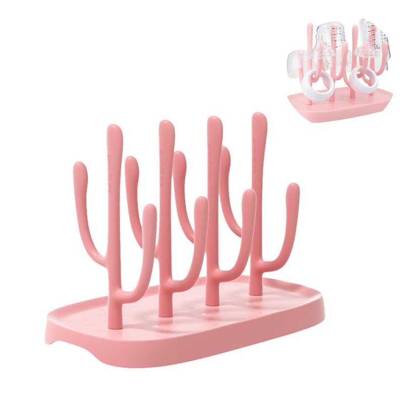 YilulvDeng Pink Baby Bottle Drying Rack, Portable Bottle Holder for Baby Accessories - Image 1