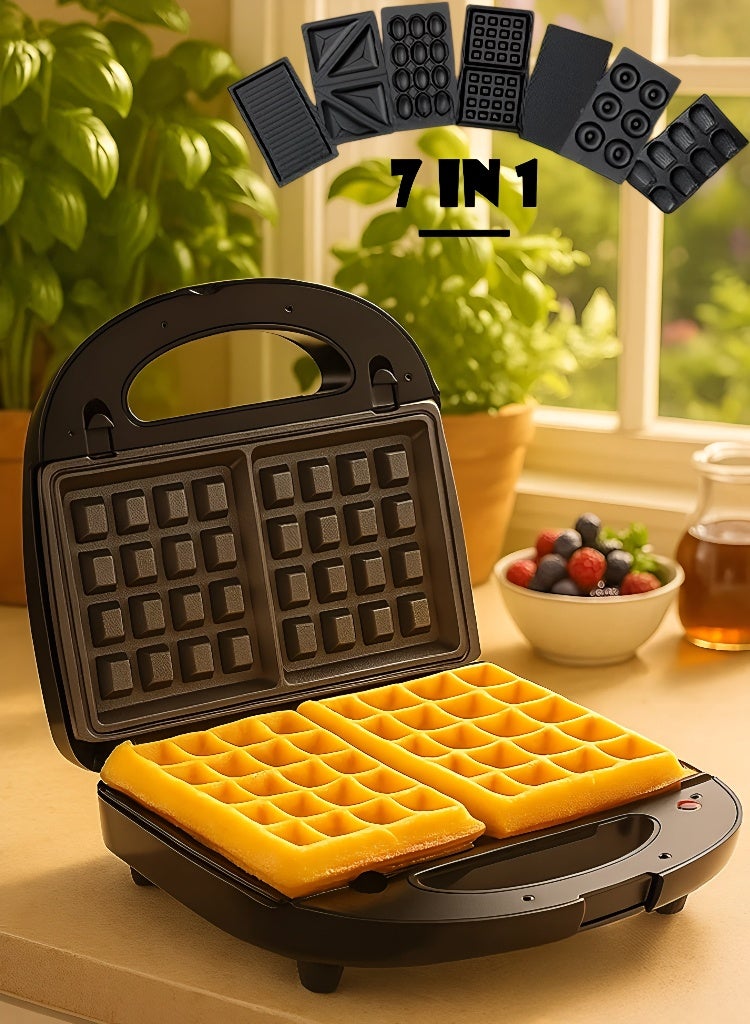توسكانا يو محضرة الوجبات الخفيفة 7 في 1 غير لاصقة للساندويتش , صانعة الساندويتشات و الوافل و الدوناتس بألواح قابلة للفصل , ماكينة تحضير الساندويتشات وتسخين الوجبات الخفيفة - Image 1