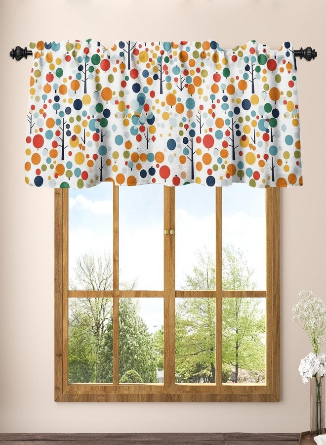 Renaiss 42 x 18 Inch Colorful Dots Valances Window Treatment Farmhouse Decor Abstract Trees Kids Bedroom Valance Curtains Circle Pattern Modern Aesthetics Short Cafe Curtains Dining Room Window Drapes - Image 1