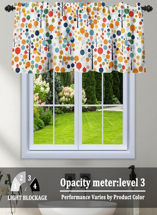 Renaiss 42 x 18 Inch Colorful Dots Valances Window Treatment Farmhouse Decor Abstract Trees Kids Bedroom Valance Curtains Circle Pattern Modern Aesthetics Short Cafe Curtains Dining Room Window Drapes - Image 2