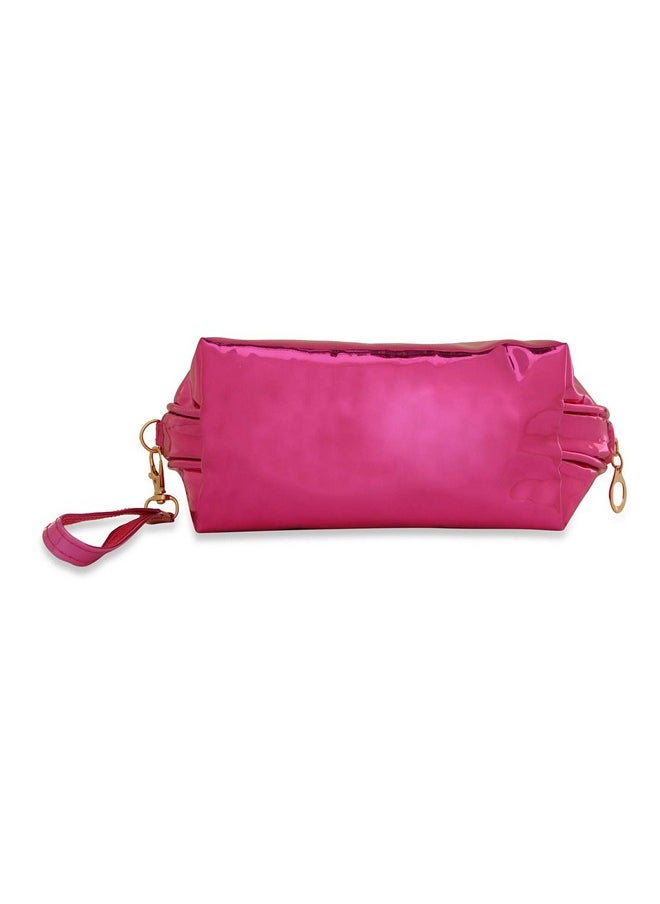 NFI essentials NFI essentials Women's and Girl's Flashy Stylish Pouches for Makeup Accessories; Cosmetic; Toiletry Bag; Travel Kits; Vanity Bag (Dark Pink)  - Image 5