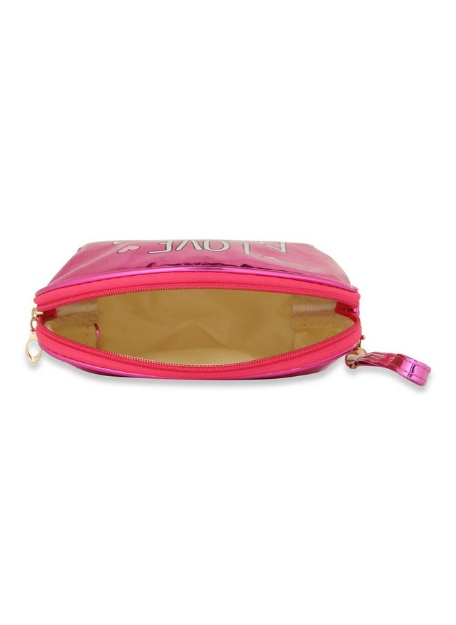 NFI essentials NFI essentials Women's and Girl's Flashy Stylish Pouches for Makeup Accessories; Cosmetic; Toiletry Bag; Travel Kits; Vanity Bag (Dark Pink)  - Image 4