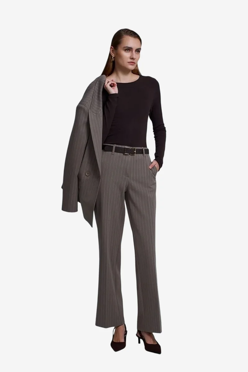 Dilvin Coffee Brown DILVIN Women's Ribbed Boat Neck Slim-fit Sweater for Women | Best Price UAE