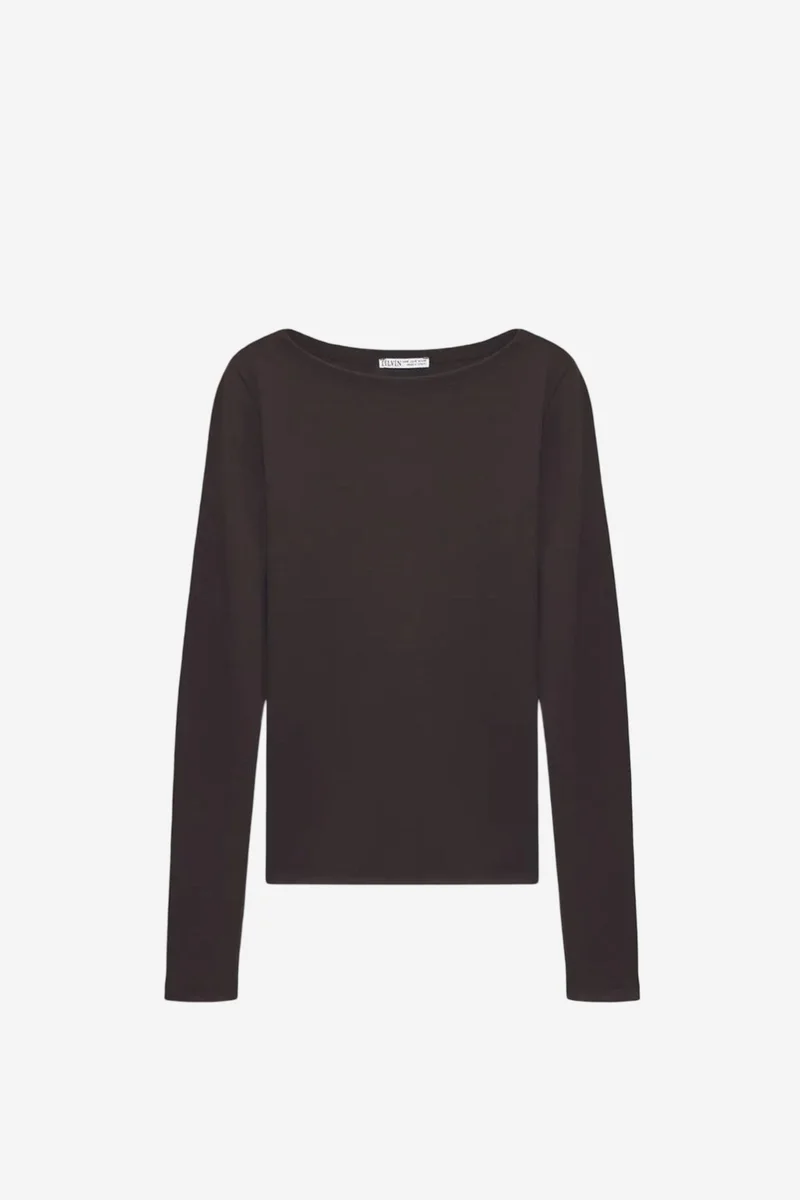 Dilvin Coffee Brown DILVIN Women's Ribbed Boat Neck Slim-fit Sweater for Women | Best Price UAE