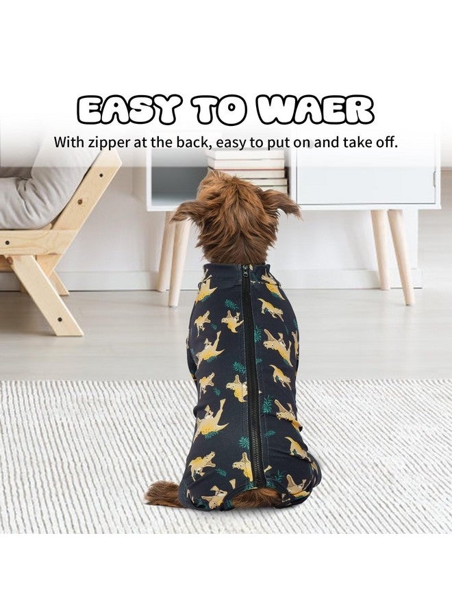 IDOMIK Dog Pajamas,Soft Dog Pjs Clothes with Zipper,Breathble Dog Shirts for Boys Girls,Dog Apparel Shirt Onesie,Dog Recovery Suit for Small Medium Large Dogs,Dog Anxiety Relief Onesies Darkgray,L - Image 4
