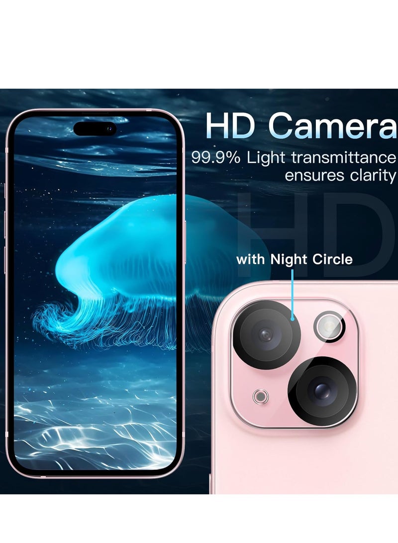 Camera Lens Protector for iPhone 15 6.1 Inch and iPhone 15 Plus 6.7 Inch, 9H Tempered Glass, Anti-Scratch, Suitable for Case, Does Not Affect Night Shots, Clear HD, 3 Pieces  - Image 5