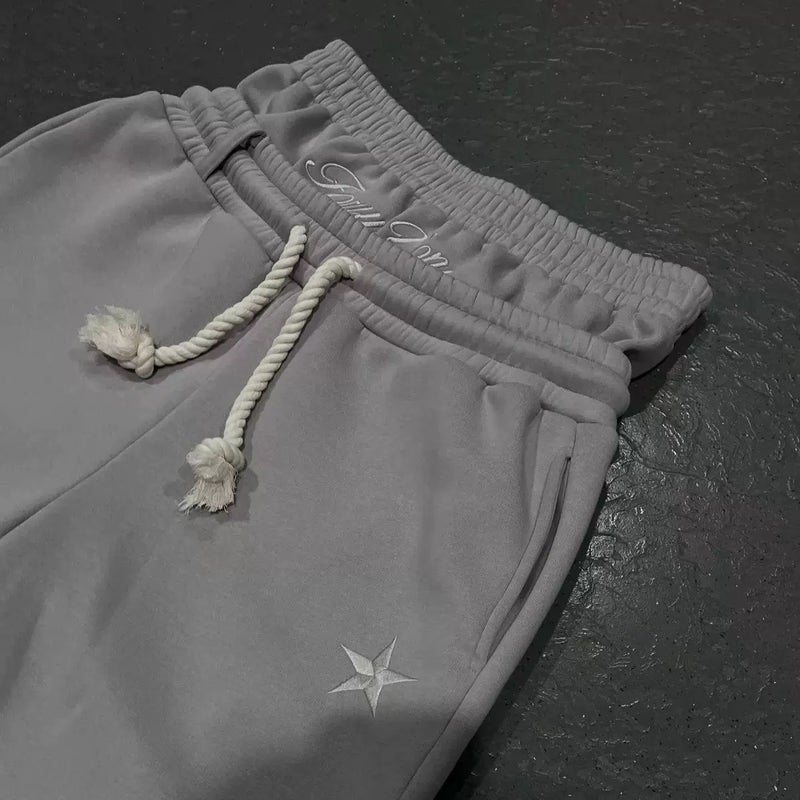 Cross-border European and American Double Waist Embroidered Sweatpants Men's and Women's Trendy Brand High Street Pants Fake Two-piece Pants Loose Wide-leg Pants - Image 1