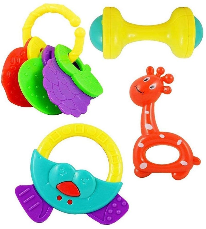 Famous Quality Colorful Rattles for Little Babies, 4 Cute Toys for Toddlers, Baby Rattles for Little (1 Set of 4 Rattle,Multi Color) - Image 1