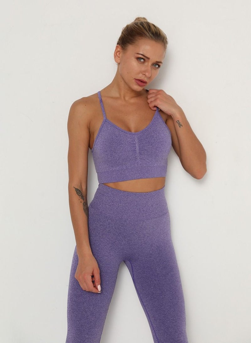 Loquat Women Quick Dry Breathable Yoga Bra Purple  - Image 1