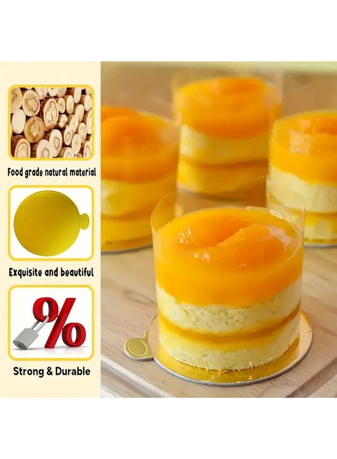 50 Pcs 8cm Golden Disposable Round Mini Cake Paper Bases With Handle For Wedding And Birthday Party Desserts - Image 4