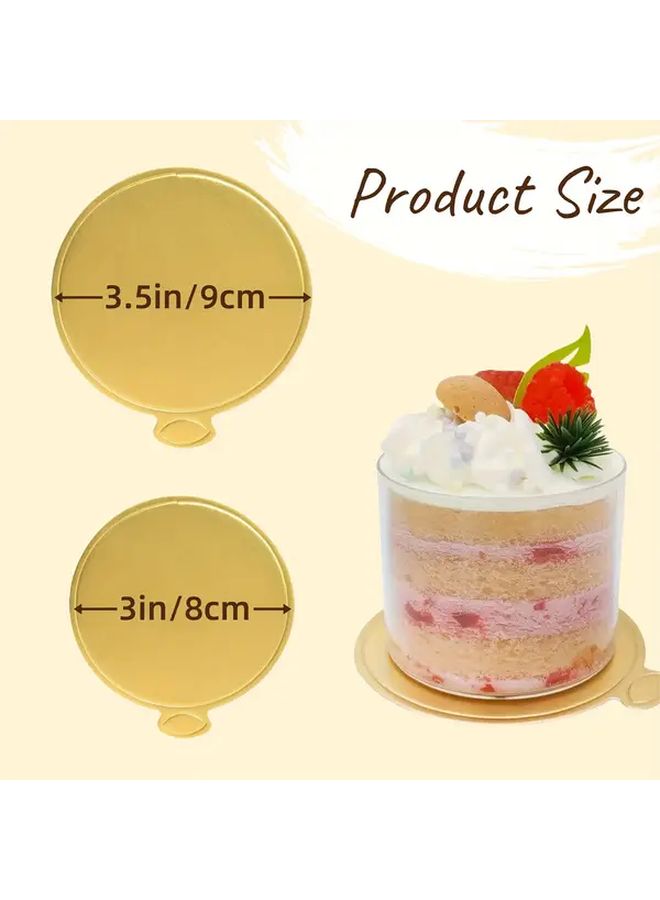 50 Pcs 8cm Golden Disposable Round Mini Cake Paper Bases With Handle For Wedding And Birthday Party Desserts - Image 2