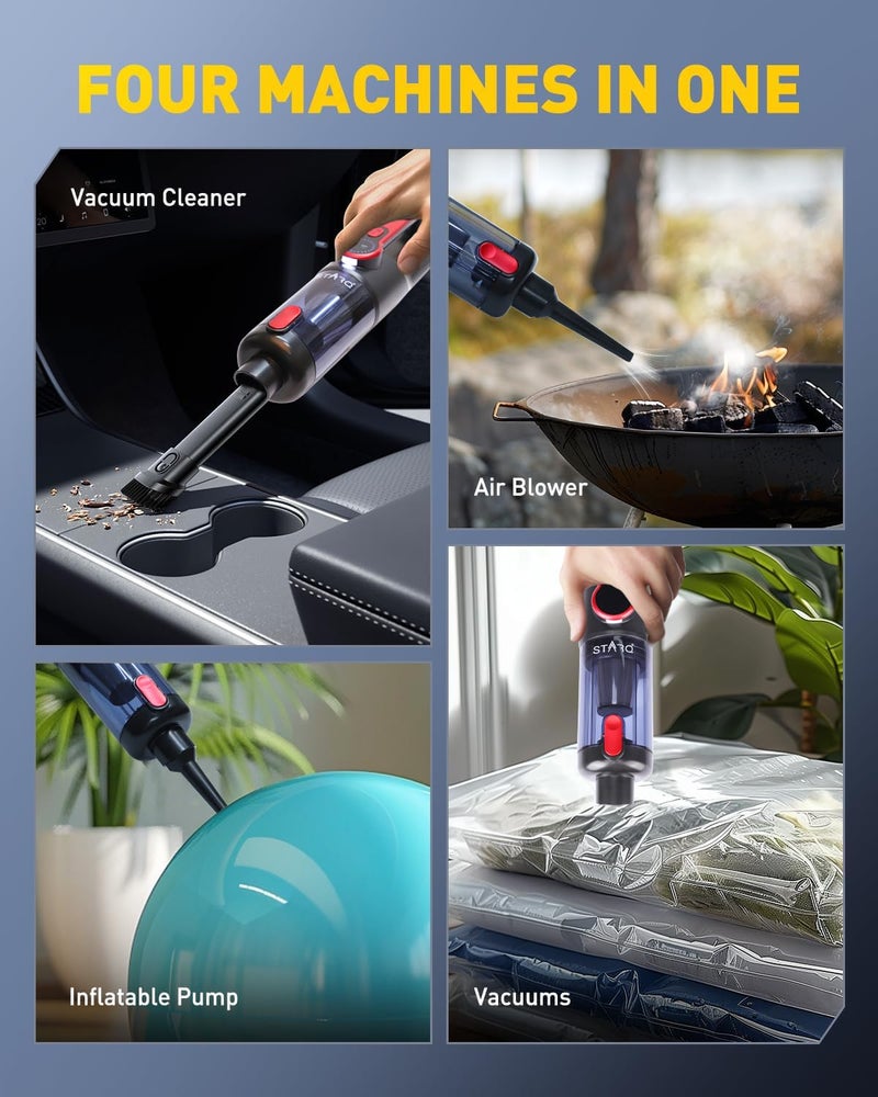 STARQ Tornado Wireless Vacuum Cleaner for Home and Car High-Power 15000 Pa Suction with BLDC Motor USB-C Rechargeable 2 Suction Modes Portable & Stylish Design with LED Light, Multicolor - Image 3