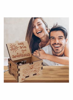 Excefore Wooden Music Box, Wooden Engraved Vintage Hand Cranked Music Boxes, Gift for Child Toddler Girls Daughter Mother Love Women(You are My Sunshine)  - Image 2