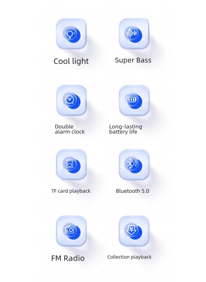 نيوترل ساعة منبه مرآة جديدة، ساعة إنذار، بطاقة، سماعة بلوتوث، ضوء مبهر، مضخم صوت، راديو أف أم، هدية محمولة، صوت - Image 2
