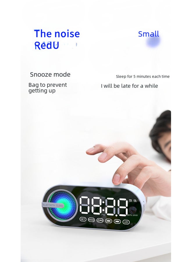 نيوترل ساعة منبه مرآة جديدة، ساعة إنذار، بطاقة، سماعة بلوتوث، ضوء مبهر، مضخم صوت، راديو أف أم، هدية محمولة، صوت - Image 5