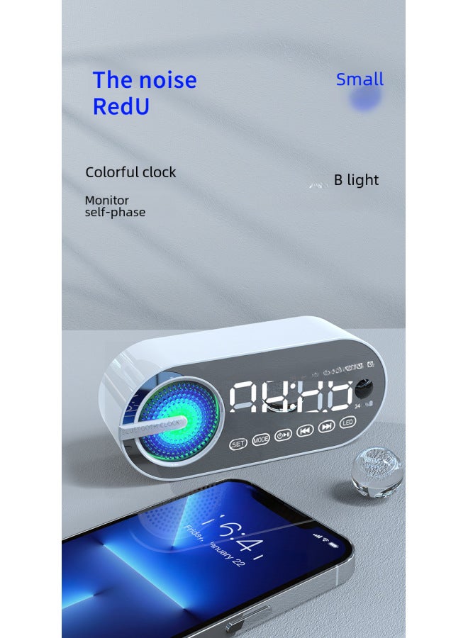 نيوترل ساعة منبه مرآة جديدة، ساعة إنذار، بطاقة، سماعة بلوتوث، ضوء مبهر، مضخم صوت، راديو أف أم، هدية محمولة، صوت - Image 4