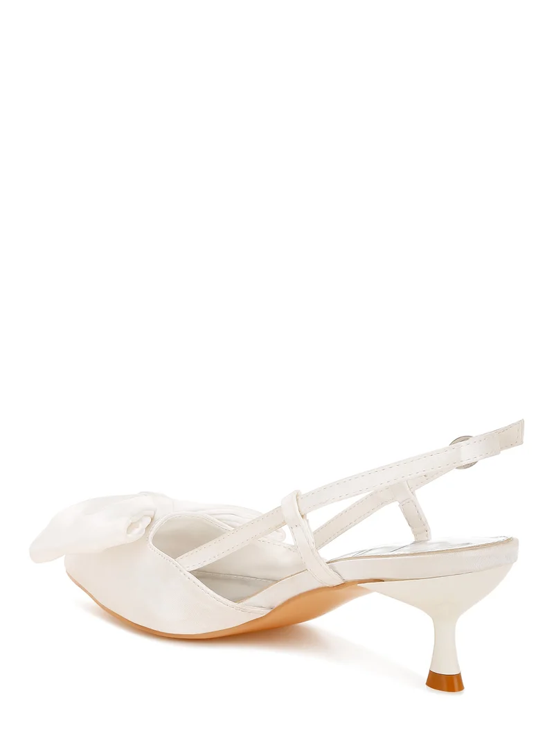 London Rag Satin Bow Slingback Sandals in White