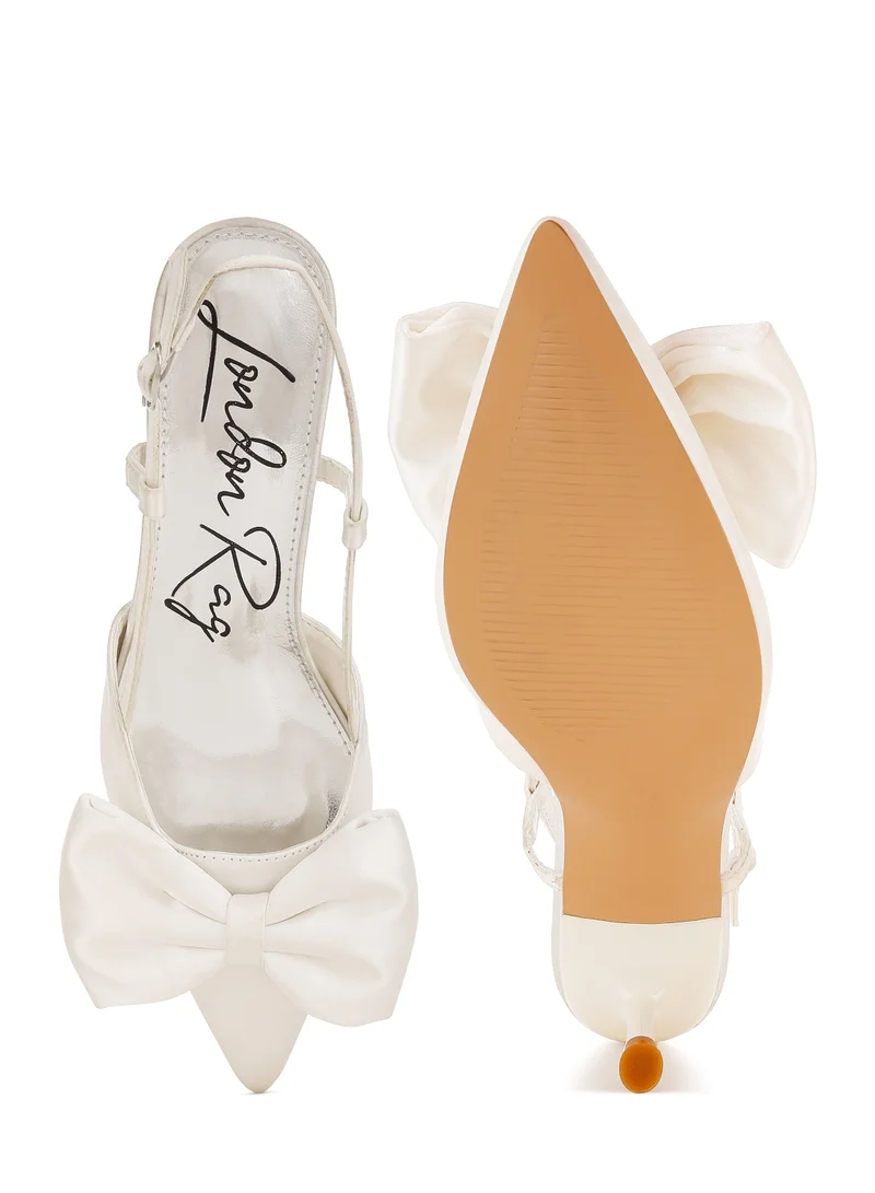 London Rag Satin Bow Slingback Sandals in White