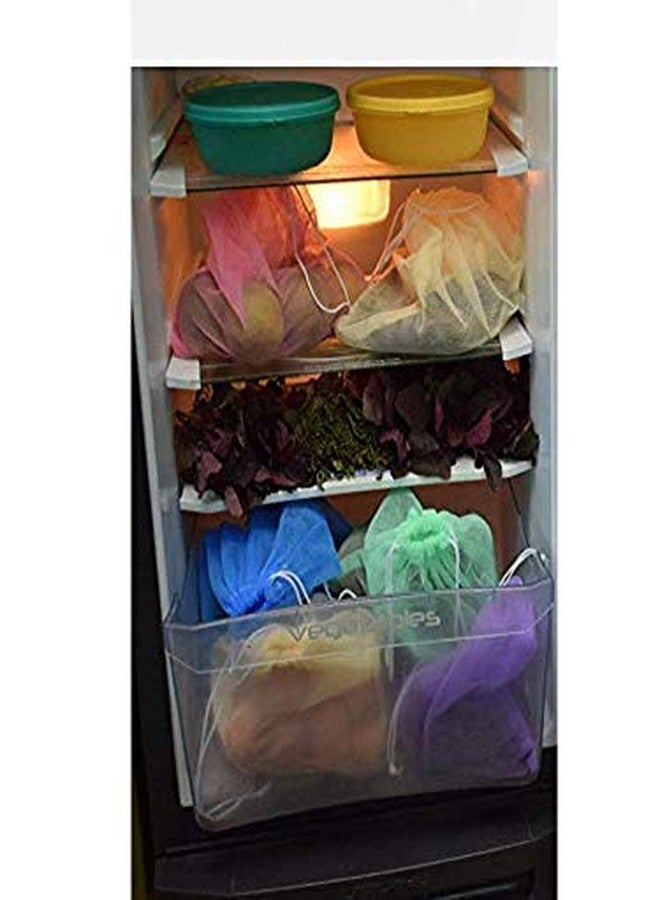 SENO Vegetable Organizer Reusable Fridge Bags/Net Bags,Multi-Purpose Pull String Meshh, Pack of 12, Multicolor - Image 2