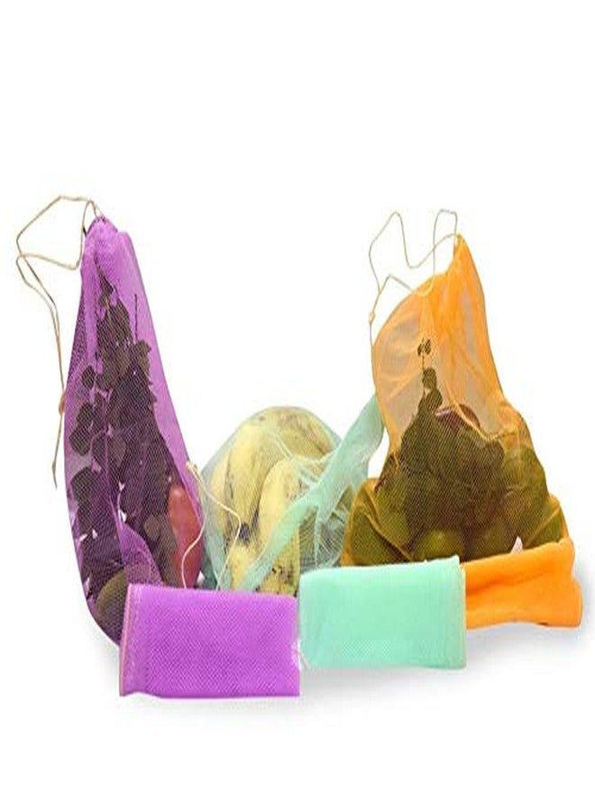 SENO Vegetable Organizer Reusable Fridge Bags/Net Bags,Multi-Purpose Pull String Meshh, Pack of 12, Multicolor - Image 5