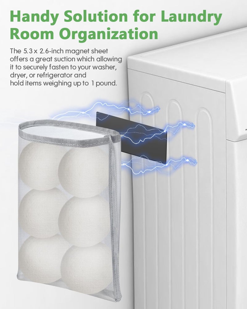 Kevenal Magnetic Wool Dryer Balls Holder - Nylon Bag for Laundry Room Organization - Wool Balls for Dryer Container, Magnetic Laundry Dryer Sheet Holder - Image 4