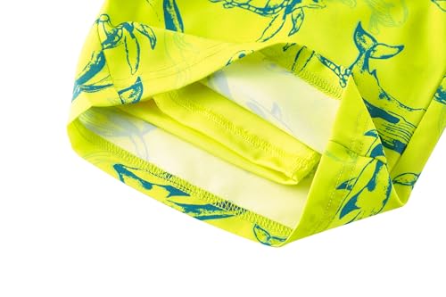UMELOK Boys Swim Trunks Swimsuit Boxer Brief 2 in 1 Compression Liner Stretch Swim Shorts Quick Dry Beach Bathing Suit Neon Yellow Shark 10/12 - Image 5