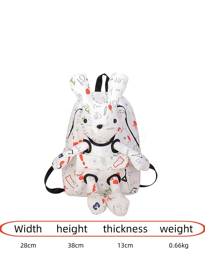 JCB CHIC حقيبة ظهر خفيفة الوزن ذات سعة كبيرة على شكل أرنب كرتوني لطيف، حقيبة مدرسية وحقيبة سفر  مع رسوم كرتونية ثلاثية الأبعاد، حقيبة كتف عملية للطالبات - Image 3