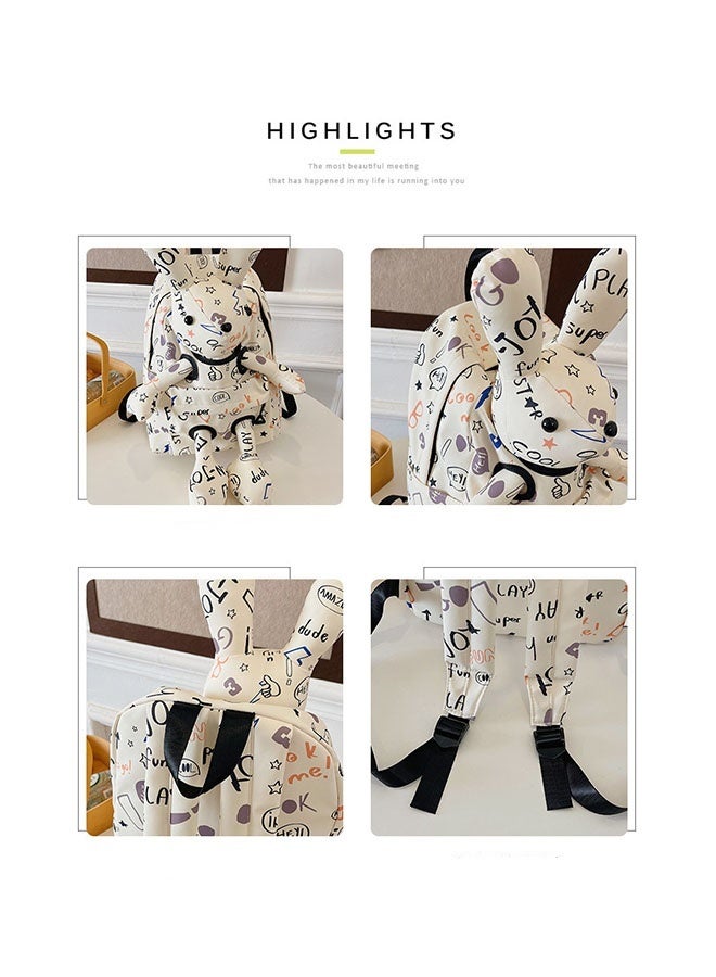 JCB CHIC حقيبة ظهر خفيفة الوزن ذات سعة كبيرة على شكل أرنب كرتوني لطيف، حقيبة مدرسية وحقيبة سفر  مع رسوم كرتونية ثلاثية الأبعاد، حقيبة كتف عملية للطالبات - Image 5