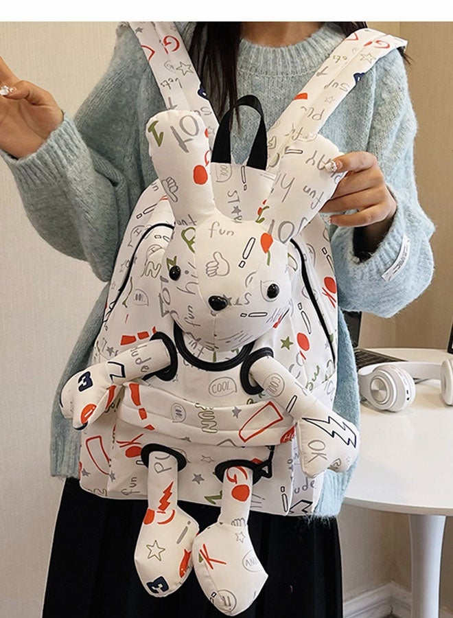 JCB CHIC حقيبة ظهر خفيفة الوزن ذات سعة كبيرة على شكل أرنب كرتوني لطيف، حقيبة مدرسية وحقيبة سفر  مع رسوم كرتونية ثلاثية الأبعاد، حقيبة كتف عملية للطالبات - Image 4