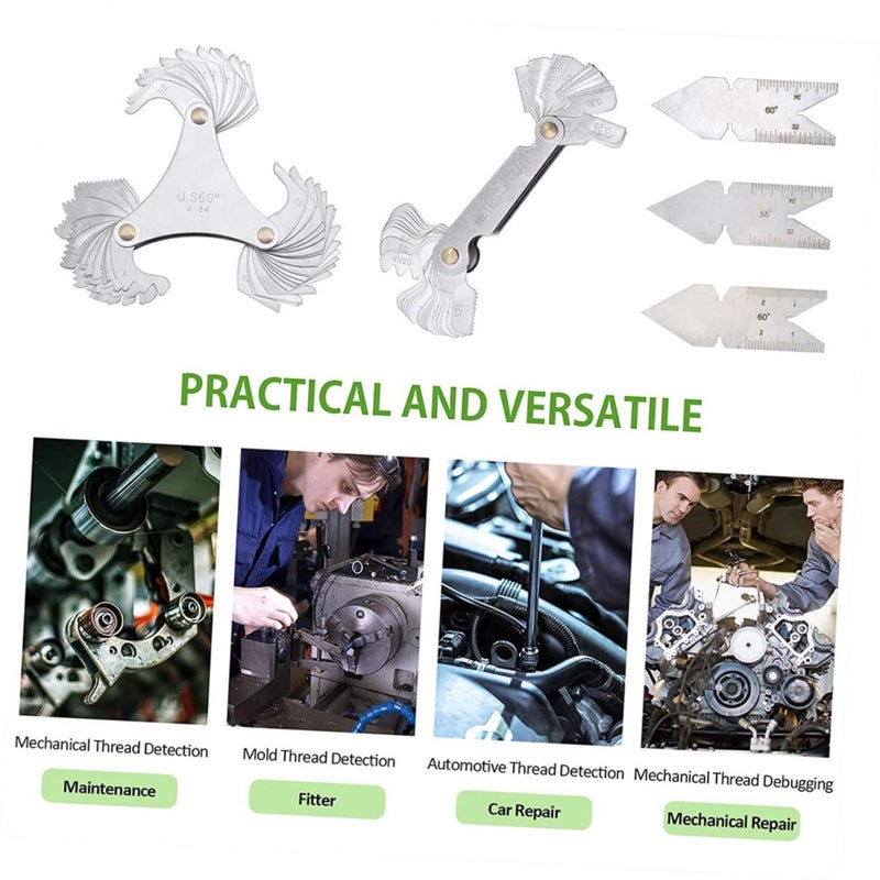 مجموعة قياس الخيوط من الفولاذ المقاوم للصدأ، فاحص صامولة برغي قياسي أمريكي، قطعتان - Image 4