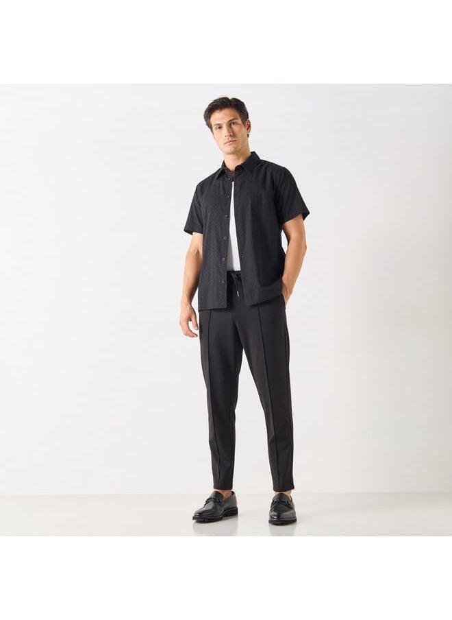 Iconic Iconic Textured Shirt with Spread Collar and Short Sleeves  - Image 2