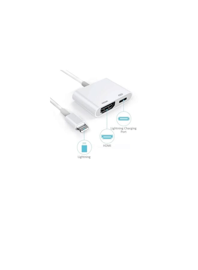 Apple Lightning To Digital Av Adapter Hdmi Cable For Iphone & Ipad White - Image 2