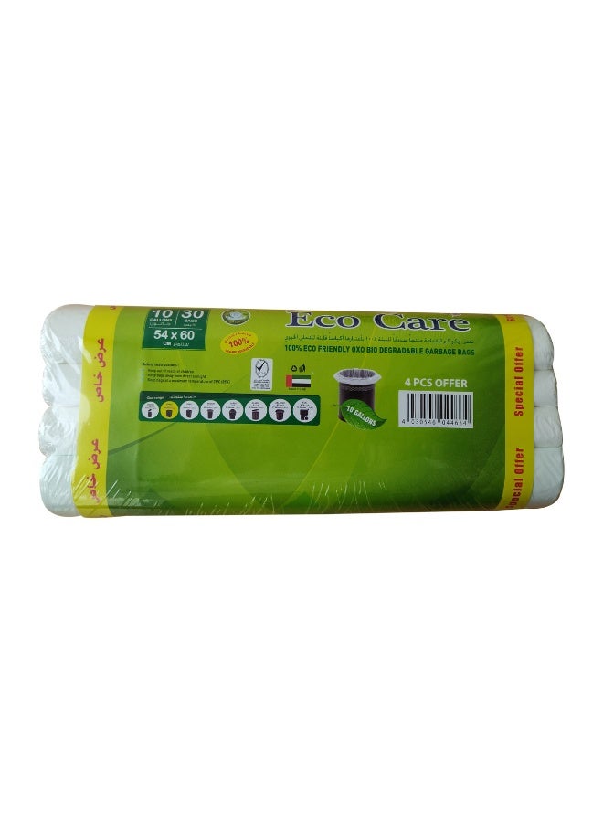 Eco Care White Bin Liner Roll, 30S, 10 Gallon - 54X 60X4