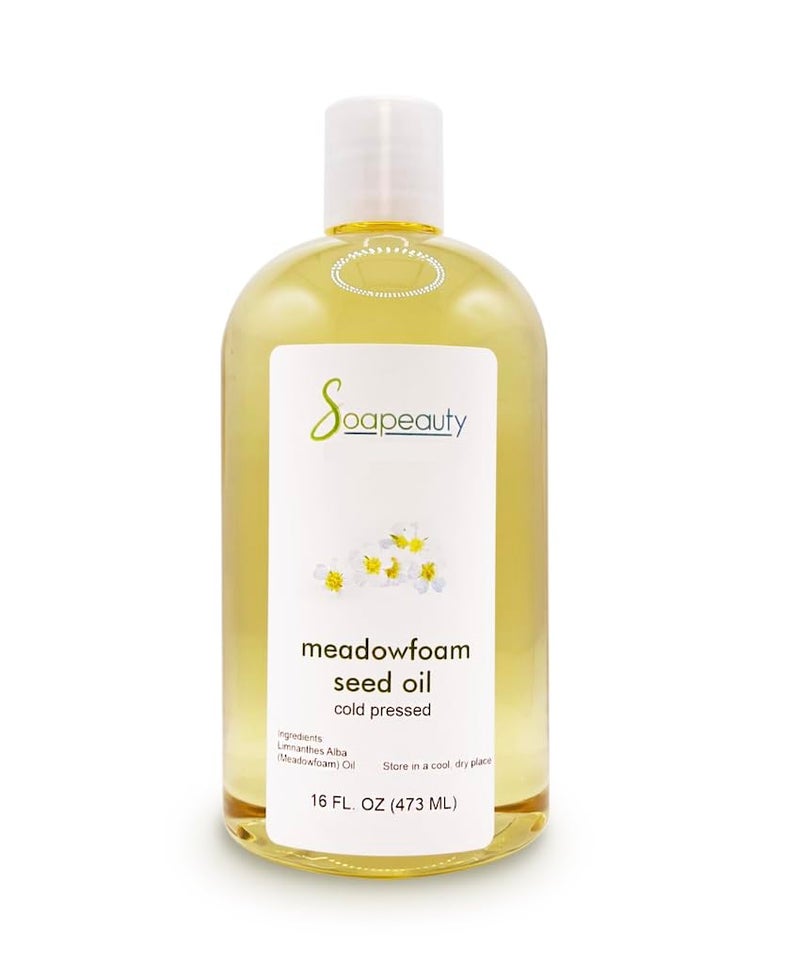 Soapeauty MEADOWFOAM SEED OIL Cold Pressed Unrefined | 100% Pure Natural Meadowfoam Seed Oil for Face & Hair | Moisturizer for Skin, Promotes Hair Growth, Balms | 16 fl oz - Image 1