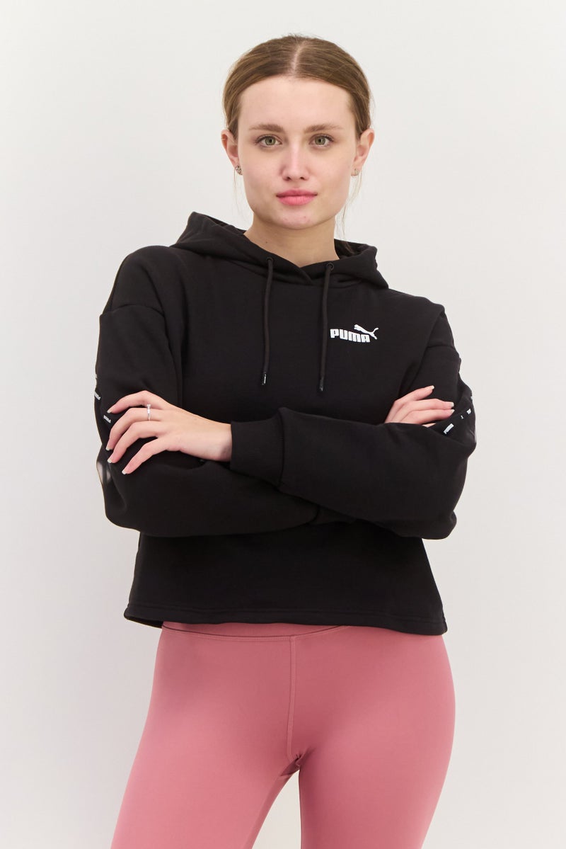 PUMA هودي رياضي نسائي بأكمام طويلة مناسب في الهواء الطلق، أسود - Image 1