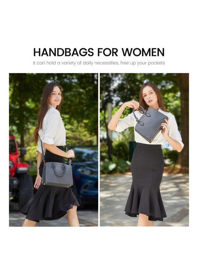 Lovevook LOVEVOOK PU Leather Satchel Bag, Purse Handbag for Women, Vintage Tote Shoulder Bag Trendy, PU leather Satchel Bag, Medium Ladies Hand Bag Gray  - Image 1