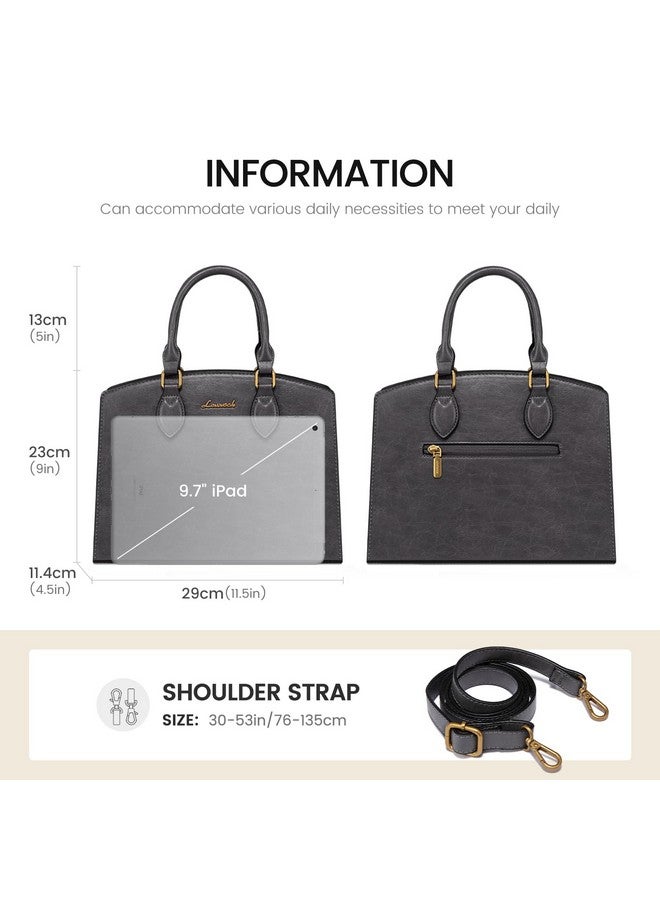 Lovevook LOVEVOOK PU Leather Satchel Bag, Purse Handbag for Women, Vintage Tote Shoulder Bag Trendy, PU leather Satchel Bag, Medium Ladies Hand Bag Gray  - Image 3