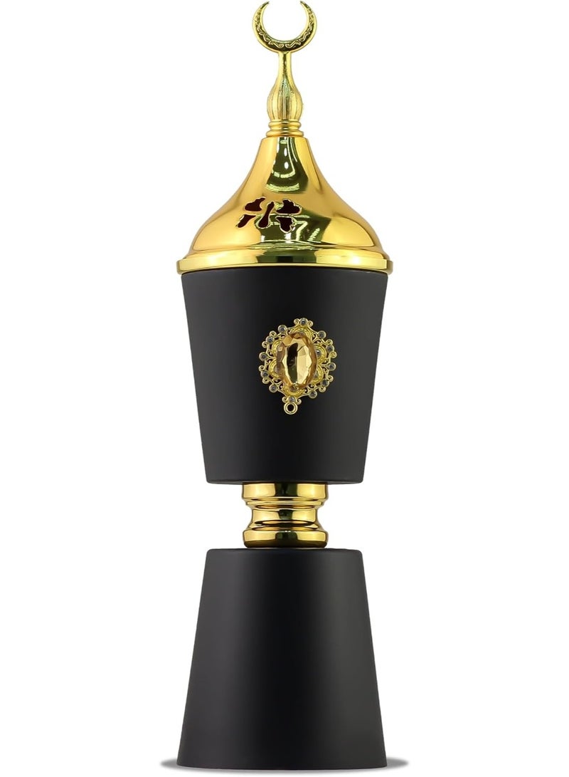 Charcoal Incense Burner, Bakhoor Burner, Oud Frankincense Incense Burner, Vintage Arabic Burner, Suitable For Arabian Oud, Yoga, Spa and Aromatherapy, Office & Home Decor Black & Gold (Style 25) - Image 1