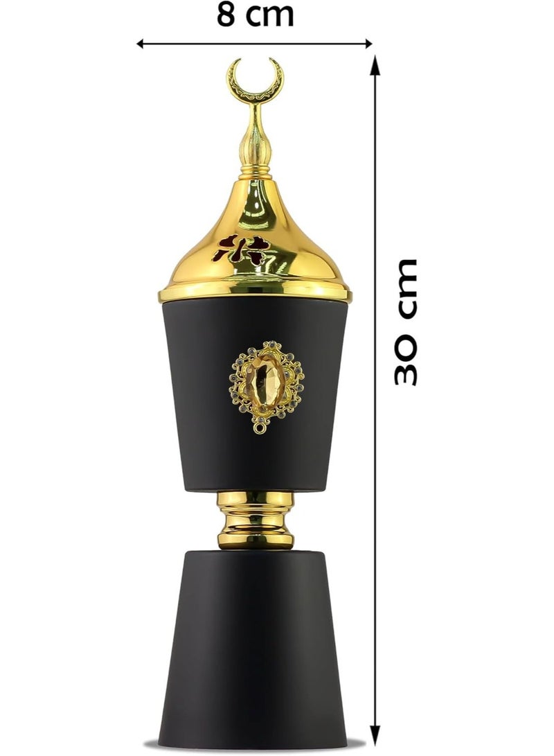 Charcoal Incense Burner, Bakhoor Burner, Oud Frankincense Incense Burner, Vintage Arabic Burner, Suitable For Arabian Oud, Yoga, Spa and Aromatherapy, Office & Home Decor Black & Gold (Style 25) - Image 2