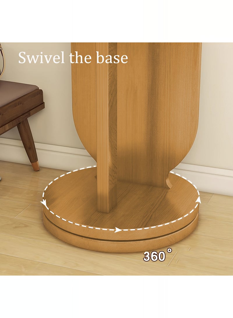 تايمي مرآة طويلة 166x46سم - مرآة دوارة مزودة بعلاقة ملابس خلفية ورفوف تخزين - مرآة خشبية بتصميم انيق وديكور عصري مناسبة لغرف اللبس وغرف النوم وبجانب الباب - Image 5