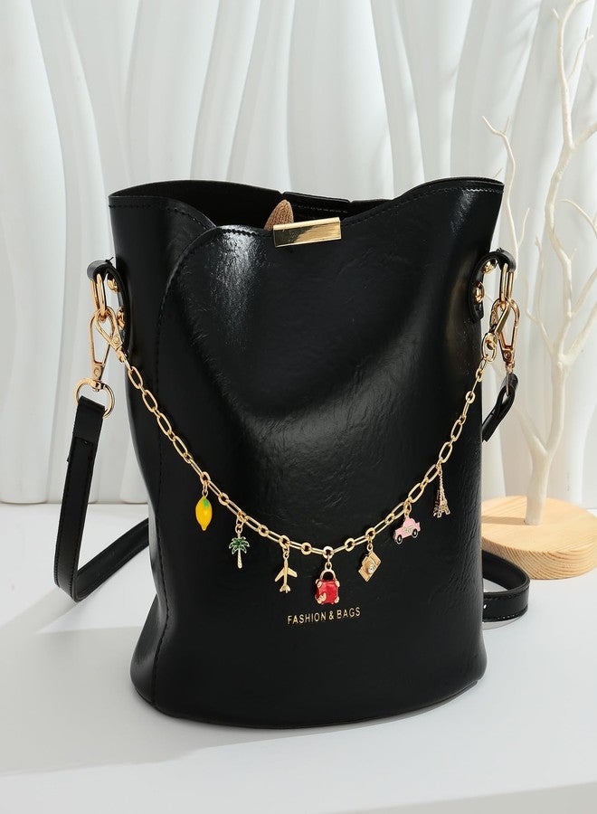 FAUTHENTICUTE Cute Bag Charms For Handbags Purse And Tote Bags Gold Bag Chain With Car/Plane/Camera/Tower/Lemon/Coconut Tree Charms - Image 4