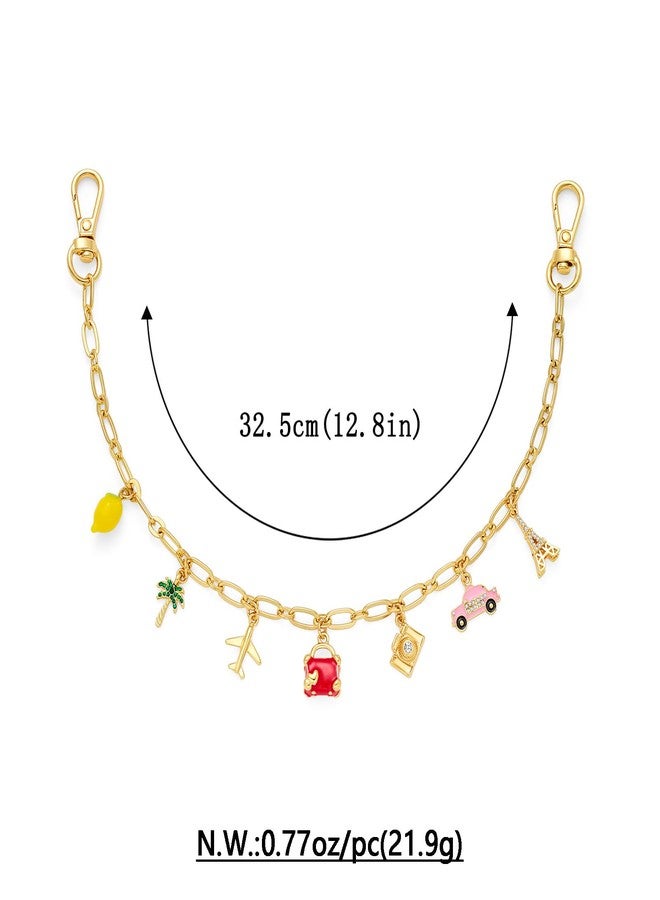 FAUTHENTICUTE Cute Bag Charms For Handbags Purse And Tote Bags Gold Bag Chain With Car/Plane/Camera/Tower/Lemon/Coconut Tree Charms - Image 5