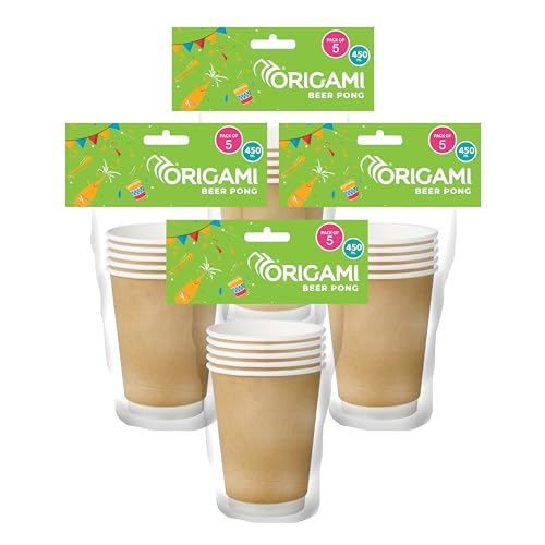 Origami Party Disposable Paper Cups 450ml (Pack of 4 | 20 Glasses) | Leakproof, Eco-Friendly & Biodegradable | Perfect for Home, Office & Travel - Image 1