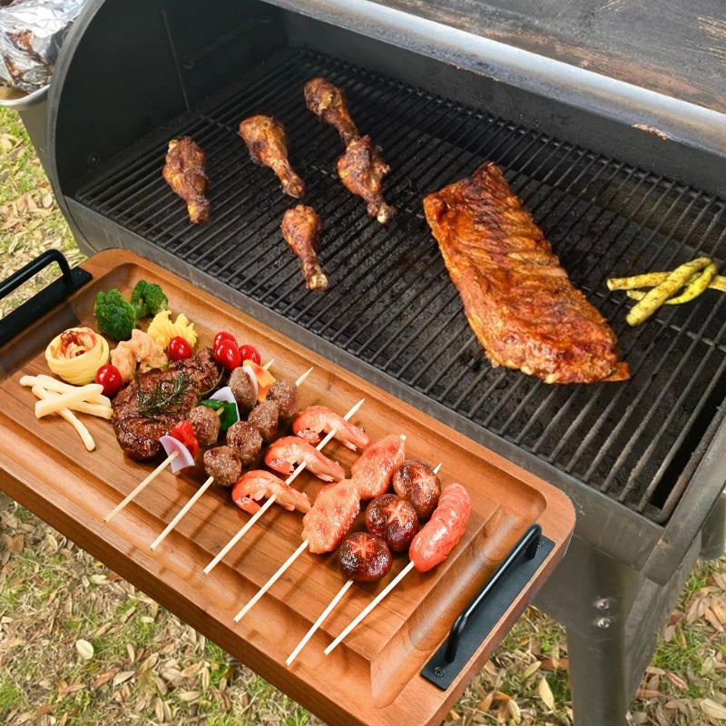 MAVOTER Large Wooden Charcuterie Boards with Handles, Extra Long Wood Serving Tray Platters,Rectangular BBQ Meat Cutting Cheese Board for Party Appetizers,Home & Outdoor 23.6x11.8x1.1â€ - Image 2